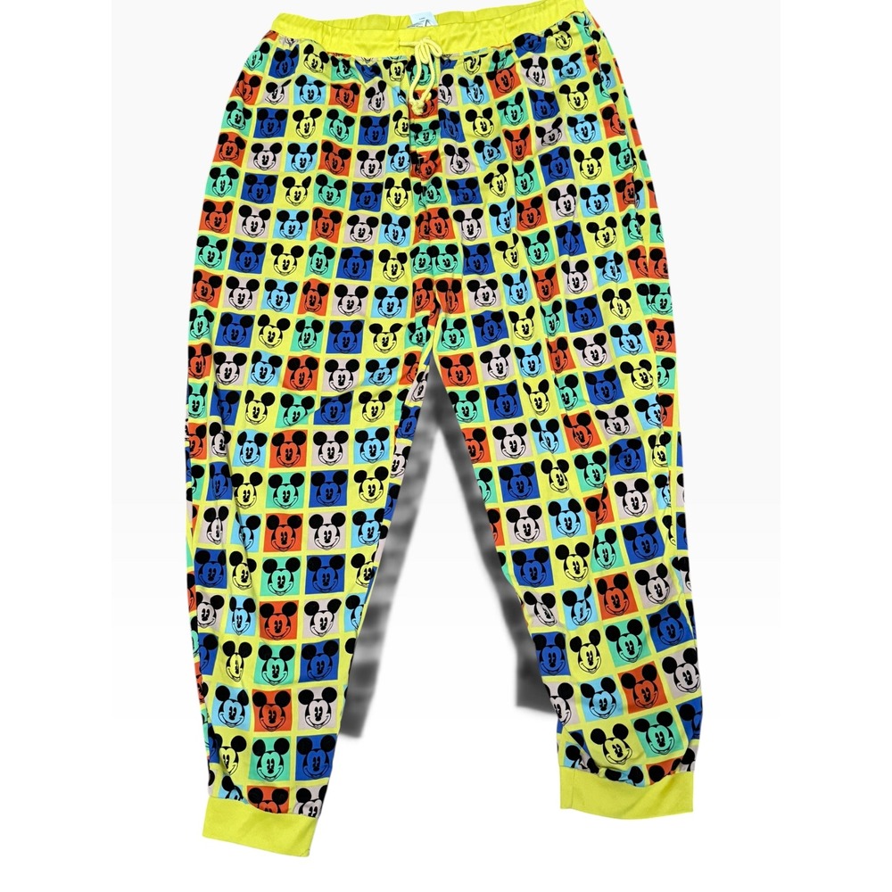 Disney Mickey Mouse Pop Art Grid Pajama Pants Mens XXL Yellow Multi Color Lounge